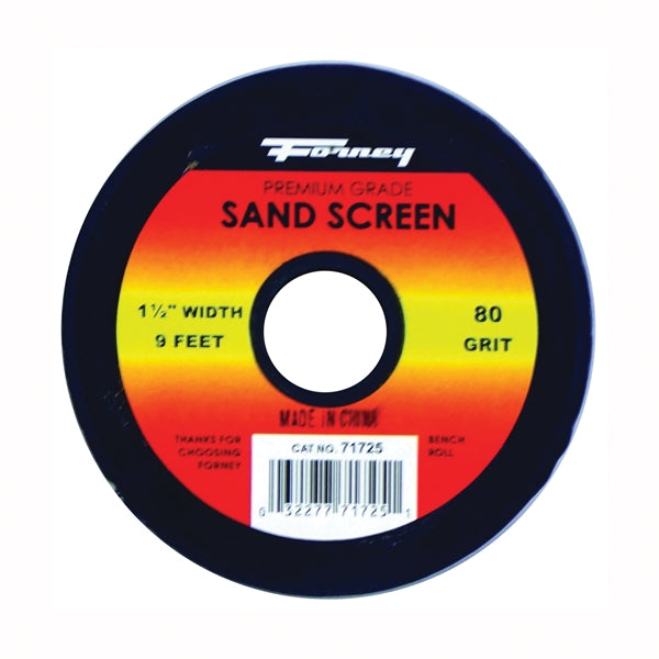 Forney 71725 Sandscreen, 3 yd L, 1-1/2 in W, 80 Grit, Silicon Carbide Abrasive