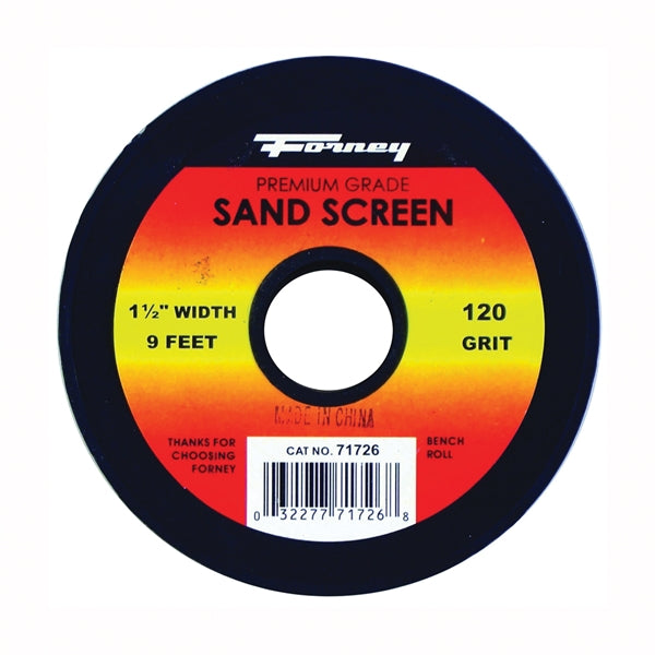 Forney 71726 Sandscreen, 3 yd L, 1-1/2 in W, 120 Grit, Silicon Carbide Abrasive