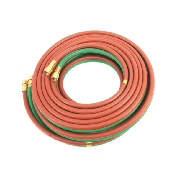 Forney 86165 Welder Torch Hose, 1/4 in ID, 50 ft L, 9/16-18 Thread, Rubber, Green/Red