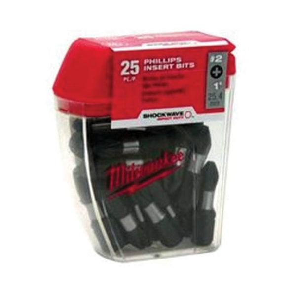 Milwaukee 48-32-4604 Insert Bit, #2 Drive, Phillips Drive, 1/4 in Shank, Hex Shank, 1 in L, Steel