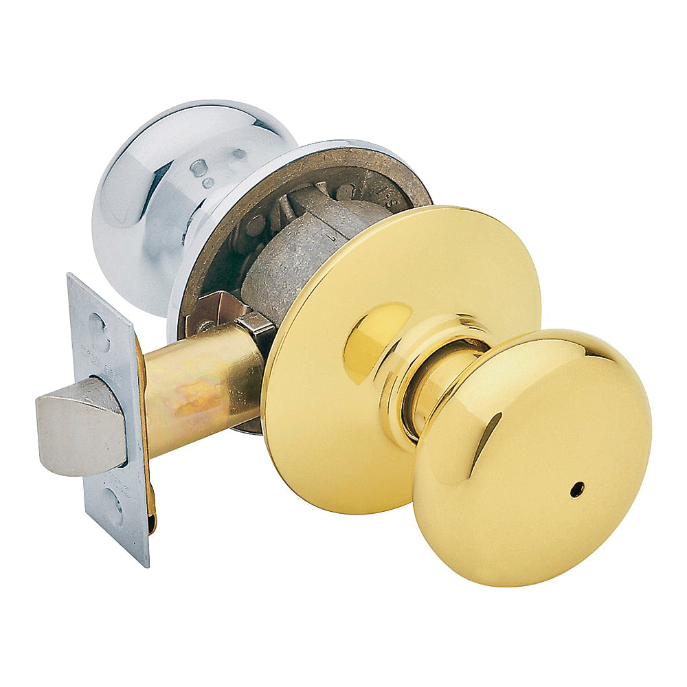 Schlage Plymouth Series F40 PLY 605 X 625 Privacy Door Knob Set, Brass, Brass/Chrome