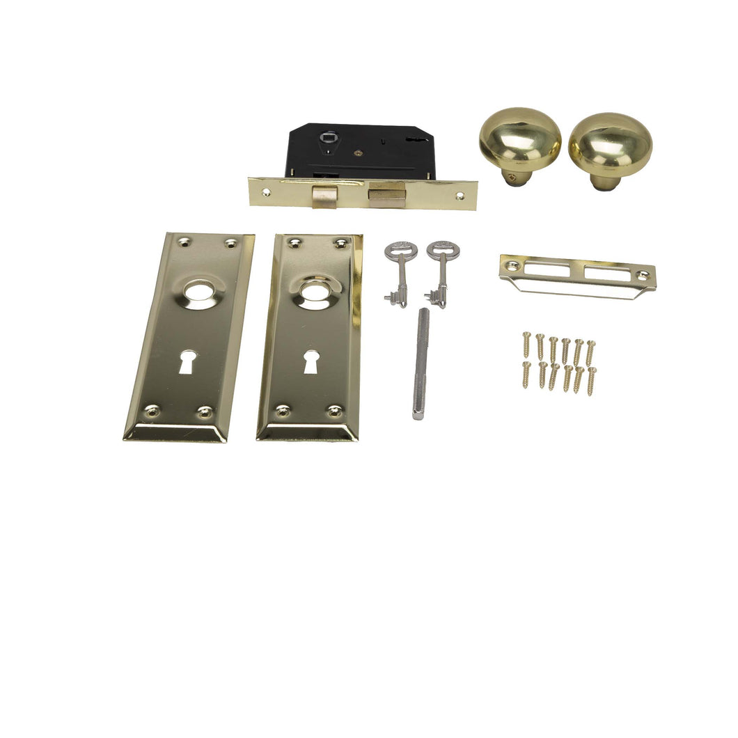 ProSource Lock, 2 Pcs Skeleton Key, KW1 Keyway, Steel, Polished Brass, 2-3/8 in Backset