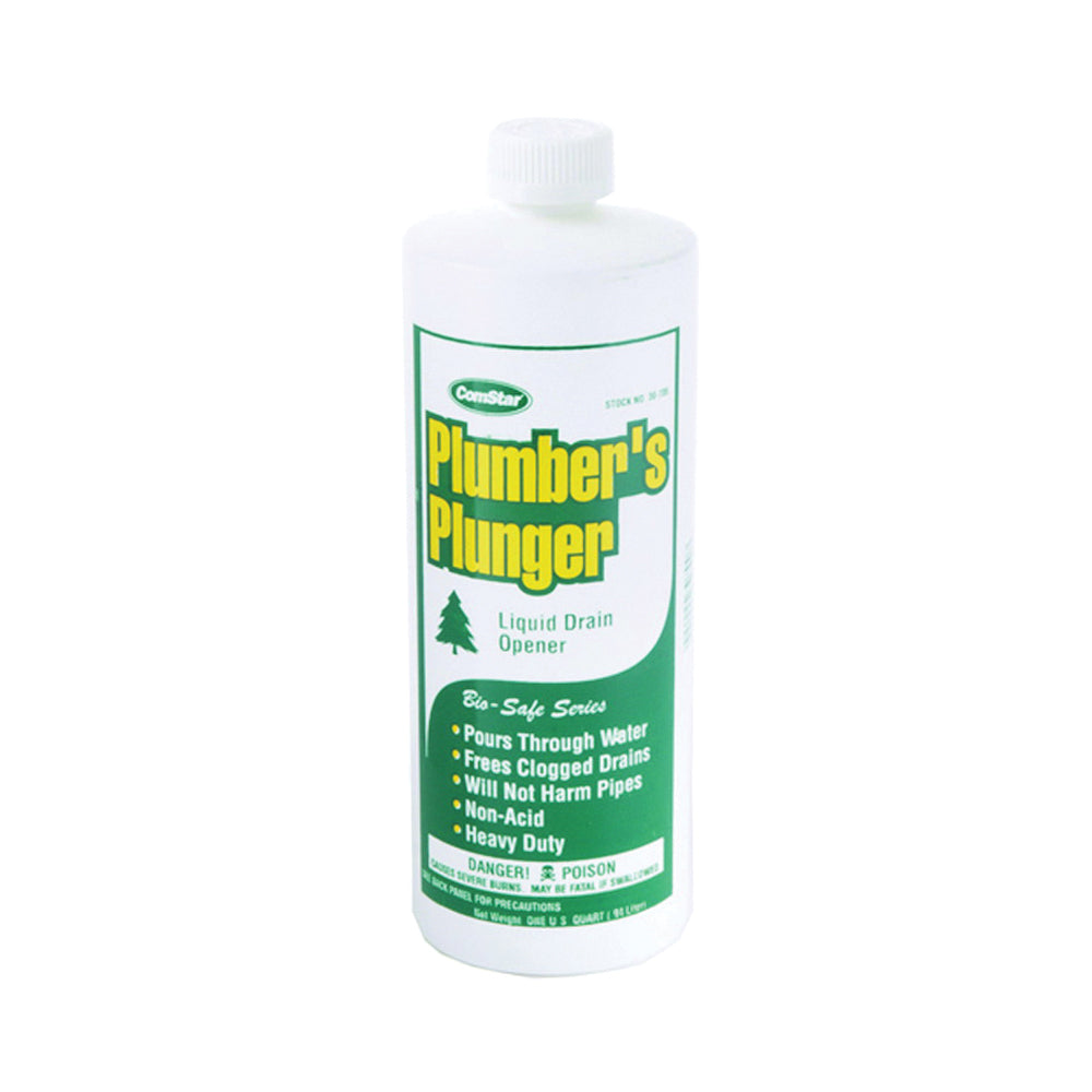 ComStar Plumber's Plunger 30-700 Drain Opener, Liquid, Clear, Sharp, 1 qt Bottle