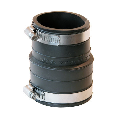 FERNCO P1059-22 Coupling, 2 in, Socket, PVC, Black, 4.3 psi Pressure