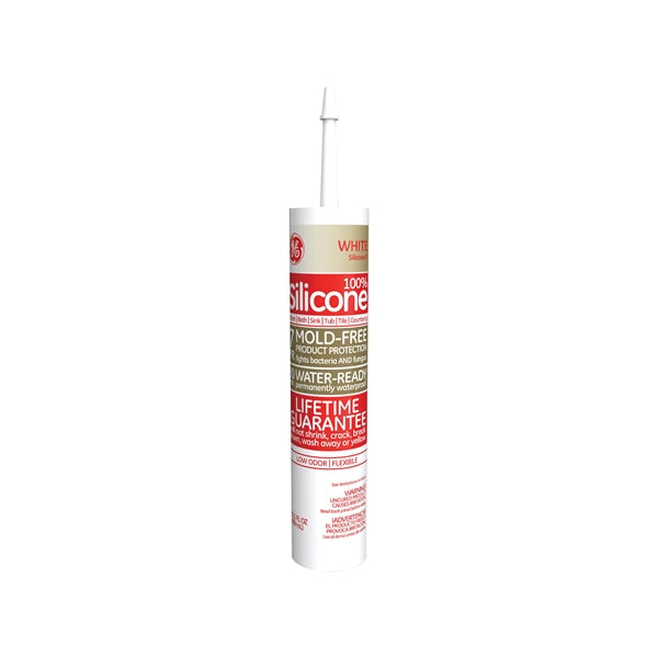 GE Silicone II GE5070 Caulk, White, -60 to 400 deg F, 10.1 oz Cartridge