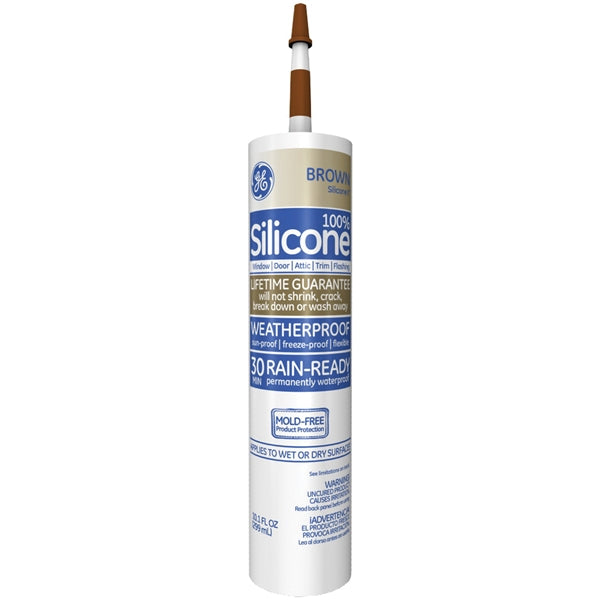 GE Silicone II GE5080 Window and Door Caulk, Brown, -55 to 400 deg F, 10.1 oz Cartridge