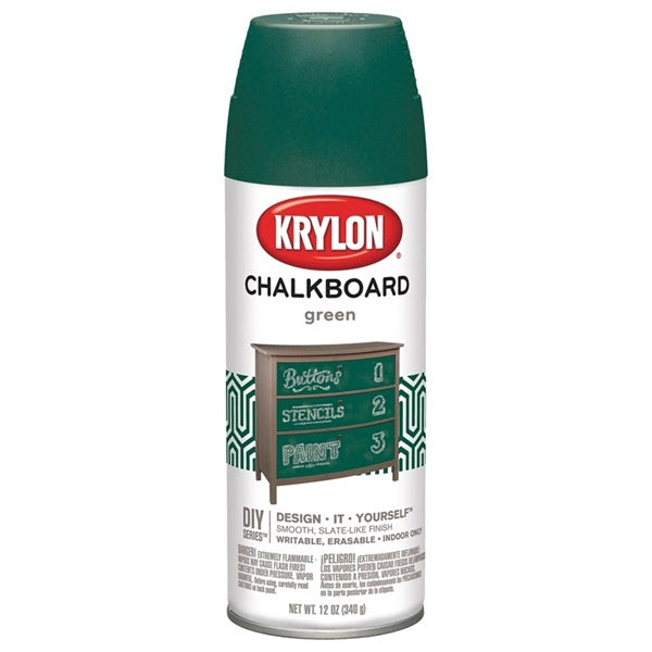 Krylon L00806007 Chalkboard Spray Paint, Slate, Green, 12 oz, Aerosol Can