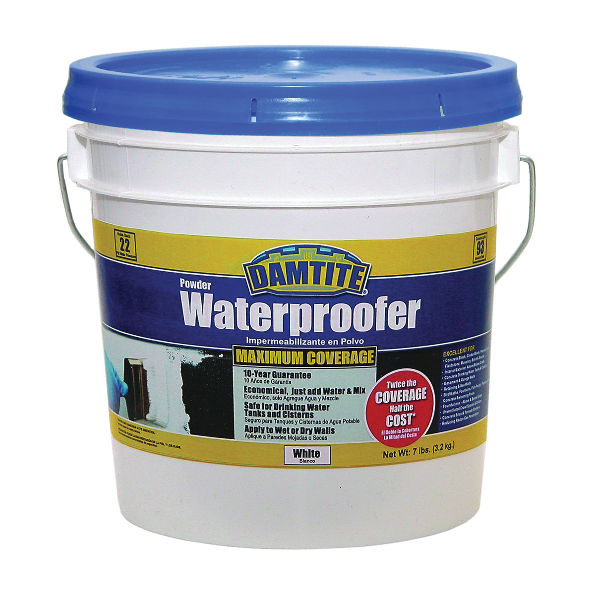 DAMTITE 01071 Powder Waterproofer, White, Powder, 7 lb Pail