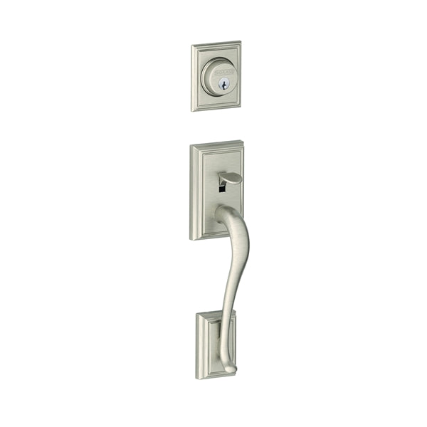 Schlage Addison Series F58ADD619 Handleset, Keyed Different Key, Satin Nickel, 2-3/8 x 2-3/4 in Backset, C Keyway