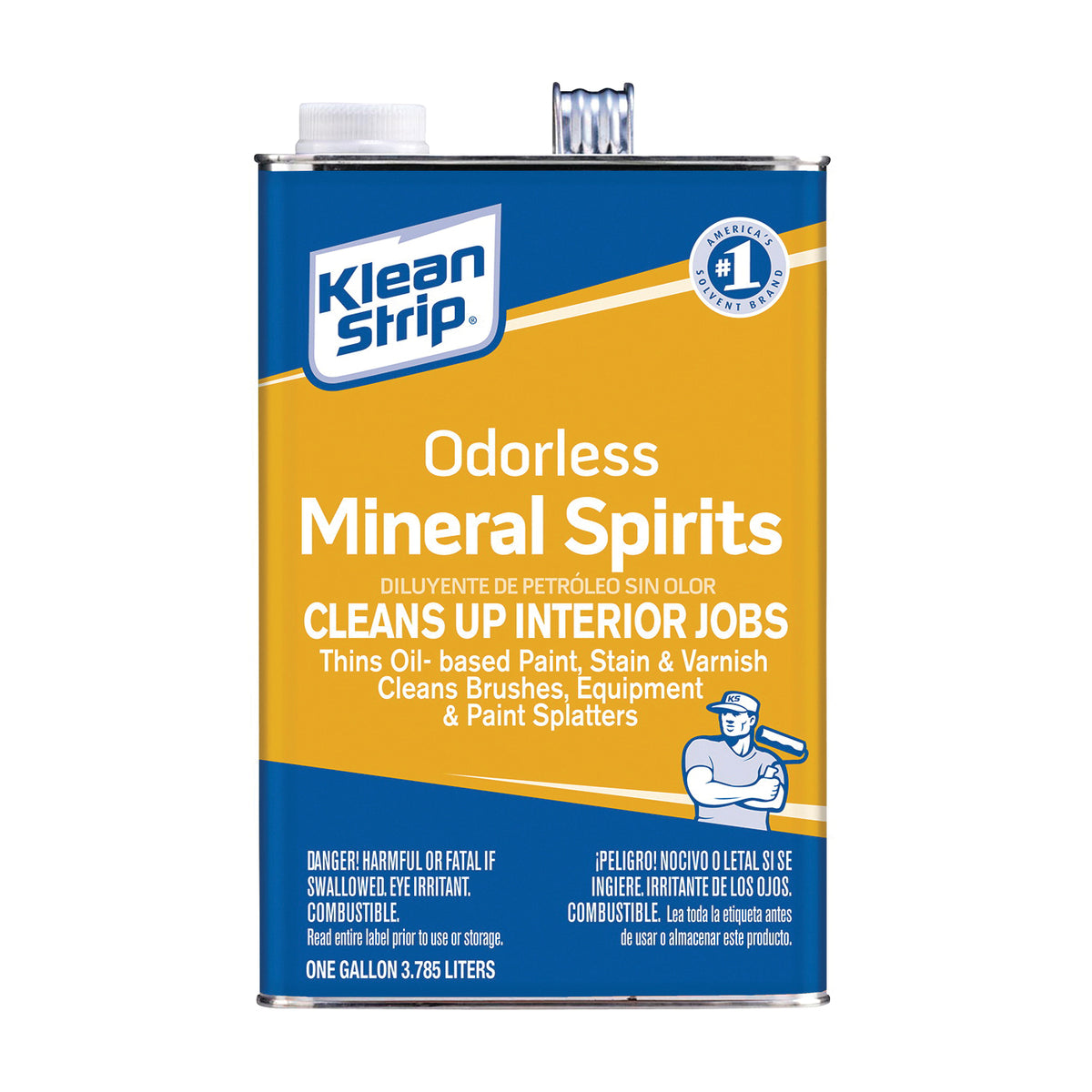 Klean Strip GKSP94006 Mineral Spirit Thinner, Liquid, Solvent, Light Yellow, 1 gal, Can