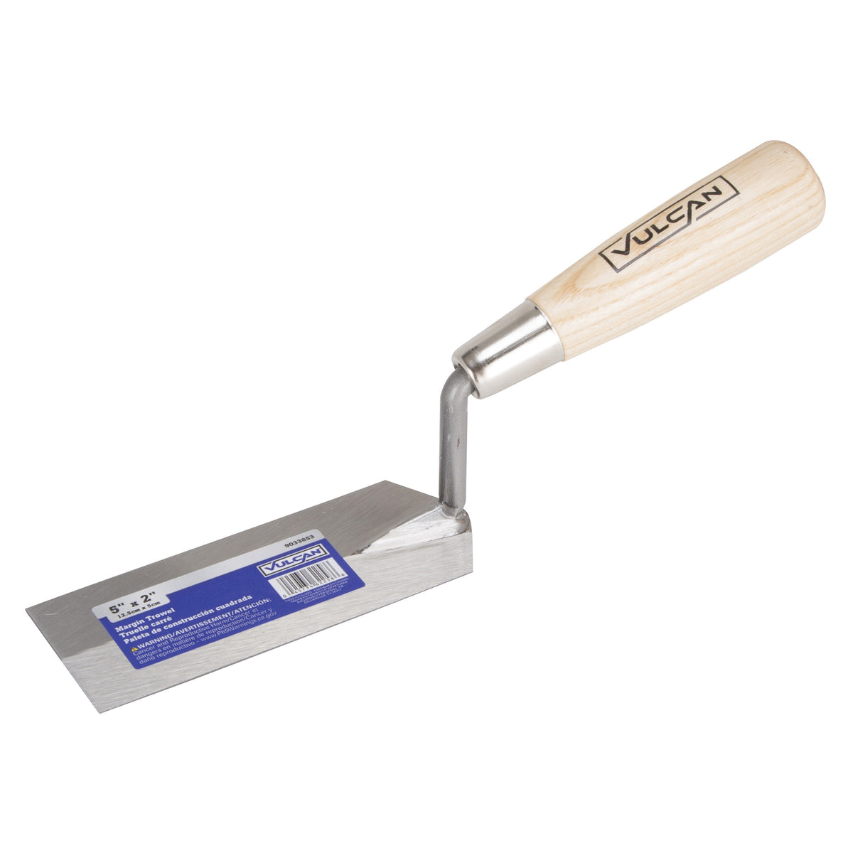 Vulcan 16405 Margin Trowel, 5 in L Blade, 2 in W Blade, Steel Blade, Ergonomic Handle, Hardwood Handle