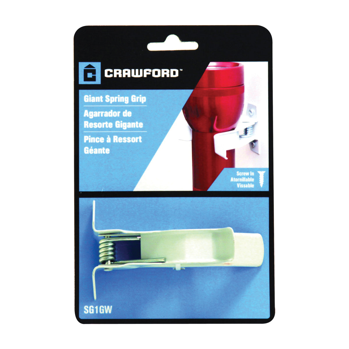 CRAWFORD SG1GW Spring Grip Clip, Giant, Steel, White