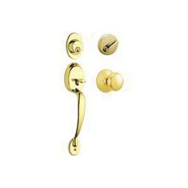 Schlage Plymouth Series F60PLY505XPLY605 Handleset, Keyed Different Key, Brass, Brass, 2-3/8 x 2-3/4 in Backset