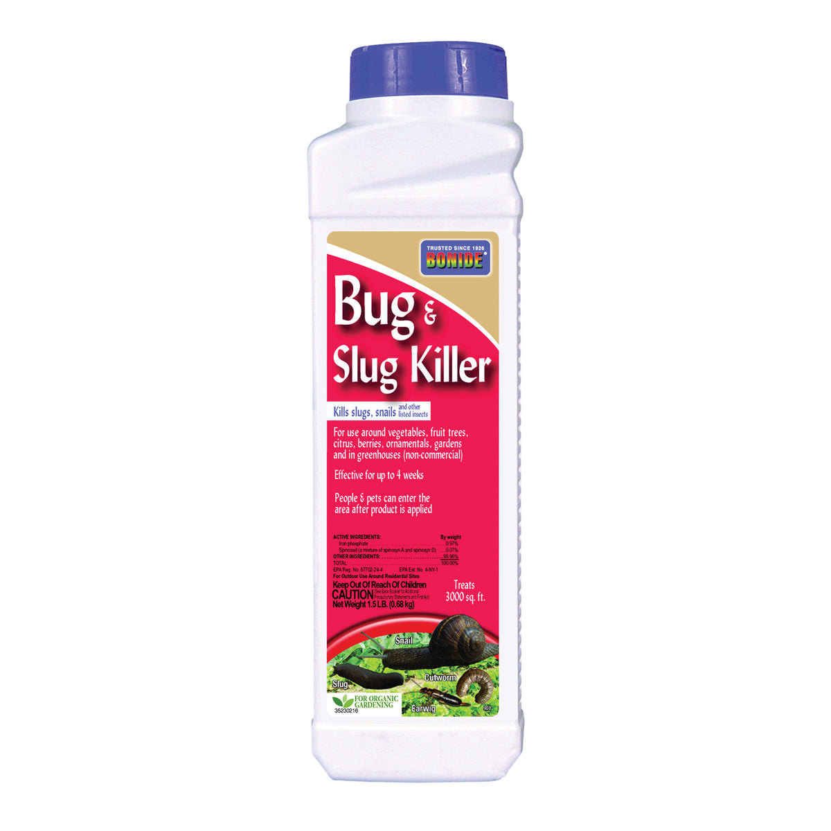 Bonide 908 Bug and Slug Killer, Solid, 1.5 lb Bottle