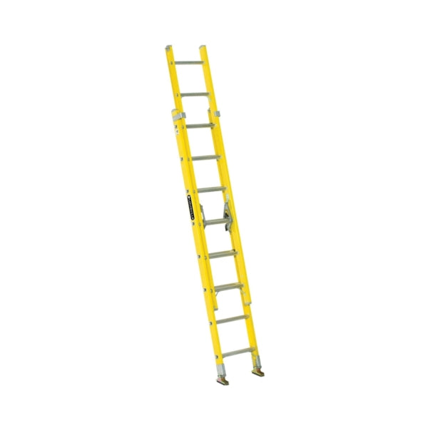 Louisville FE1716 Extension Ladder, 193 in H Reach, 250 lb, 1-1/2 in D Step, Fiberglass, Yellow