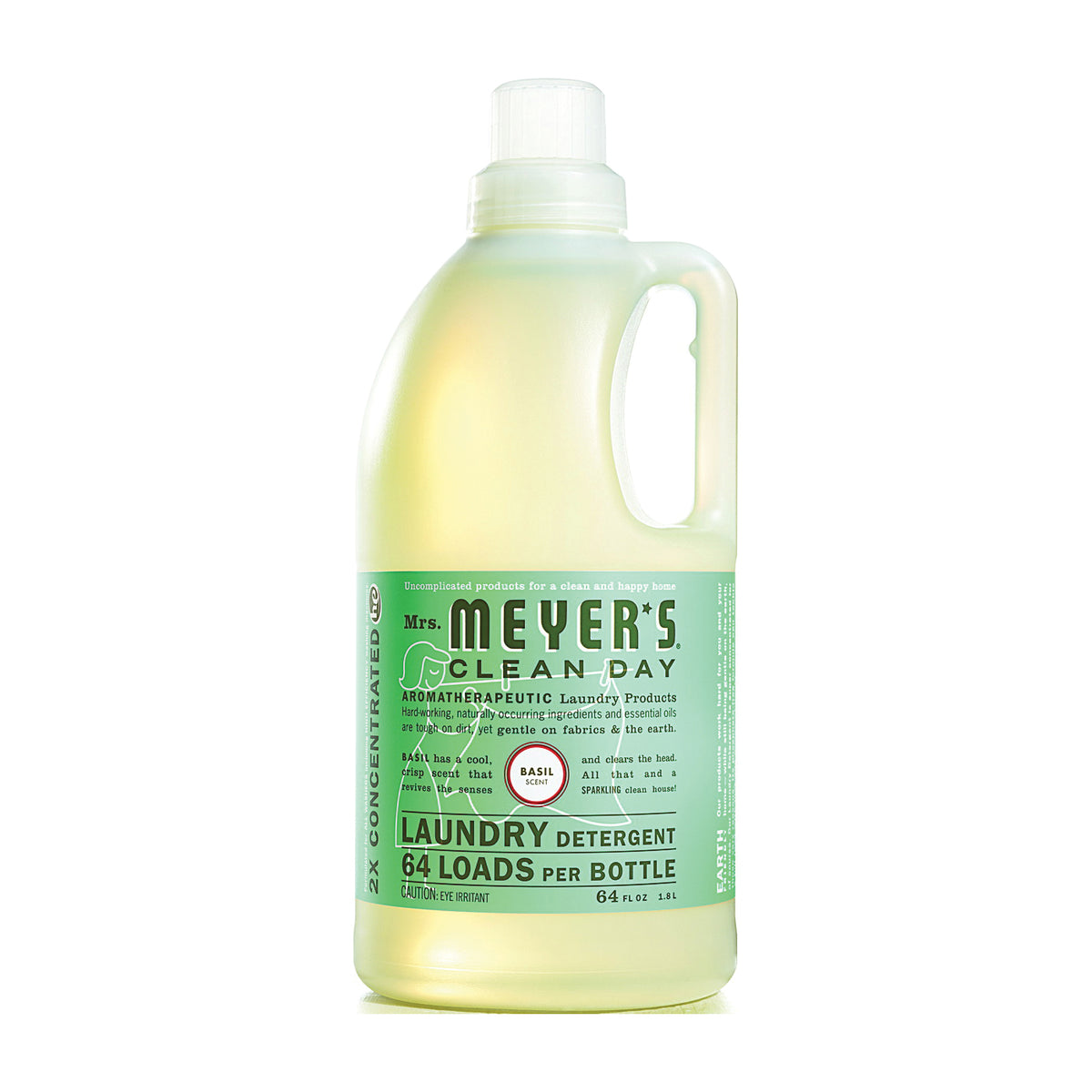 Mrs. Meyer&#39;s Clean Day 14831 Laundry Detergent, 64 oz Bottle, Liquid, Basil