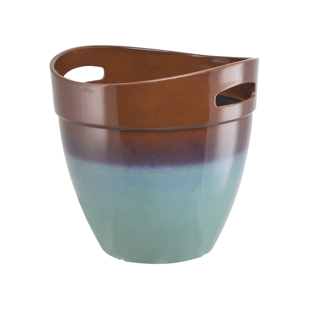 Landscapers Select Planter, 14.8 in Dia, Round, Resin, Teal