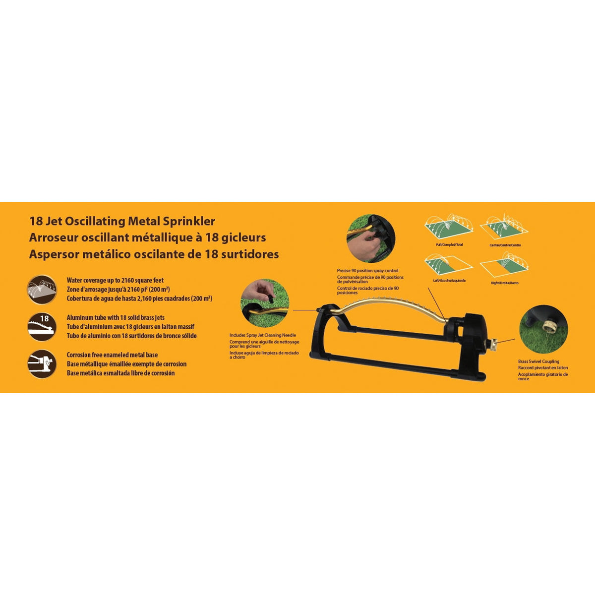 Landscapers Select GO153-1 Lawn Sprinkler, Female, Rectangle, Zinc