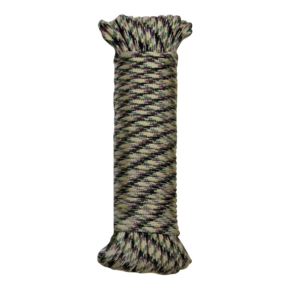 LEHIGH NPC5503250C Paracord, 5/32 in Dia, 50 ft L, 110 lb Working Load, Nylon, Camouflage
