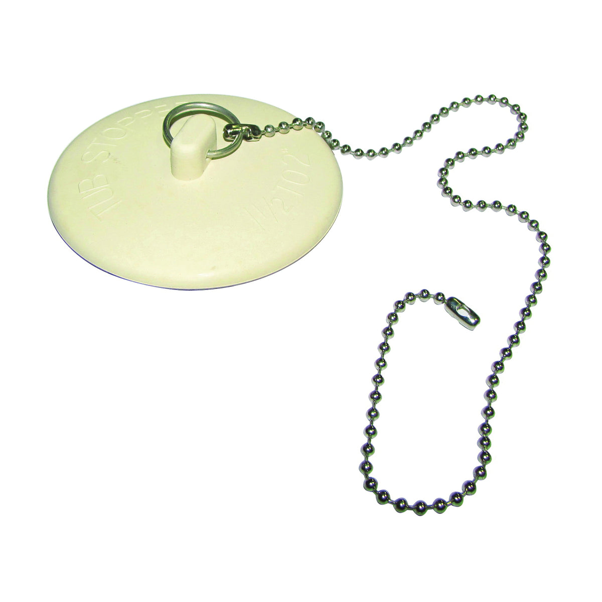 Plumb Pak PP820-43 Tub Stopper and Chain, Rubber, White, For: Laundry and Bathtubs with 1-1/2 to 2 in Drain