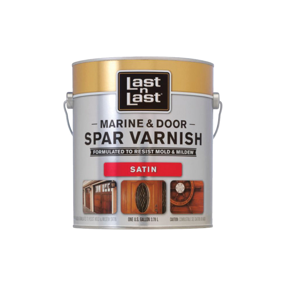 Last n Last 50804 Marine and Door Spar Varnish, Satin, Amber, Liquid, 1 qt, Can