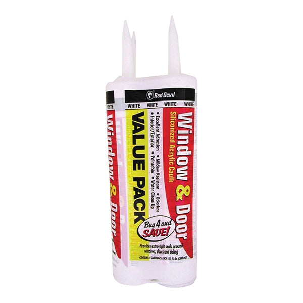 Red Devil 0846V4 Siliconized Acrylic Caulk, White, -20 to 180 deg F, 10.1 fl-oz Cartridge