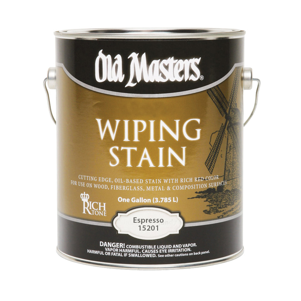 Old Masters 15201 Wiping Stain, Clear, Espresso, Liquid, 1 gal