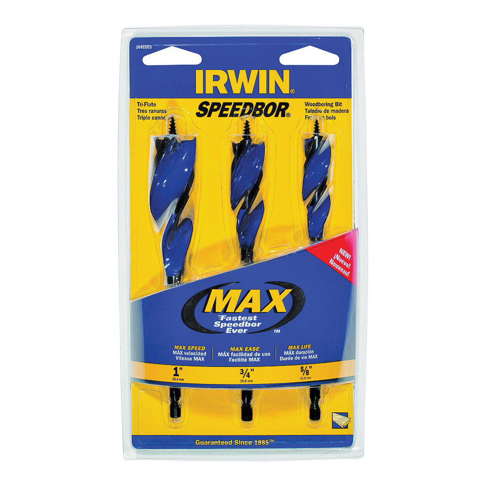 IRWIN SPEEDBOR 3041003 Speed Bit Set, Tri-Flute Flute, Hex Shank