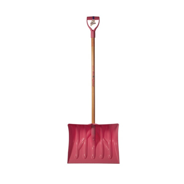 Mount Waldo Plastics 18SFWP Snow Shovel, 18 in W Blade, 5-1/2 in L Blade, Plastic Blade, 51-1/2 in OAL, Pink