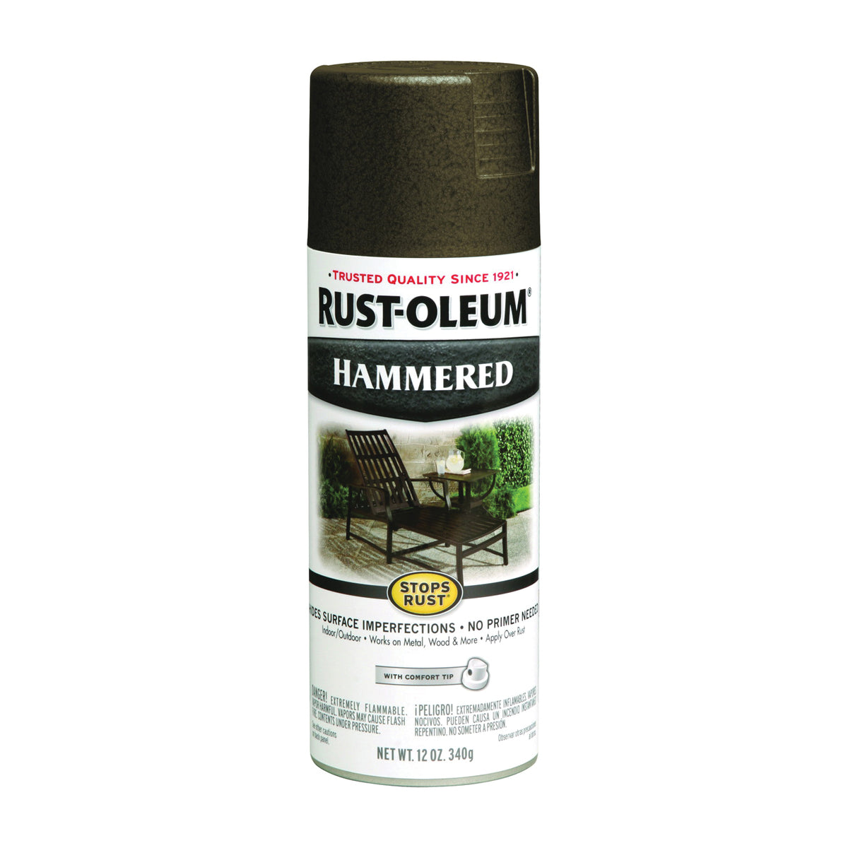 RUST-OLEUM STOPS RUST 7218830 Spray Paint, Hammered, Dark Bronze, 12 oz, Aerosol Can