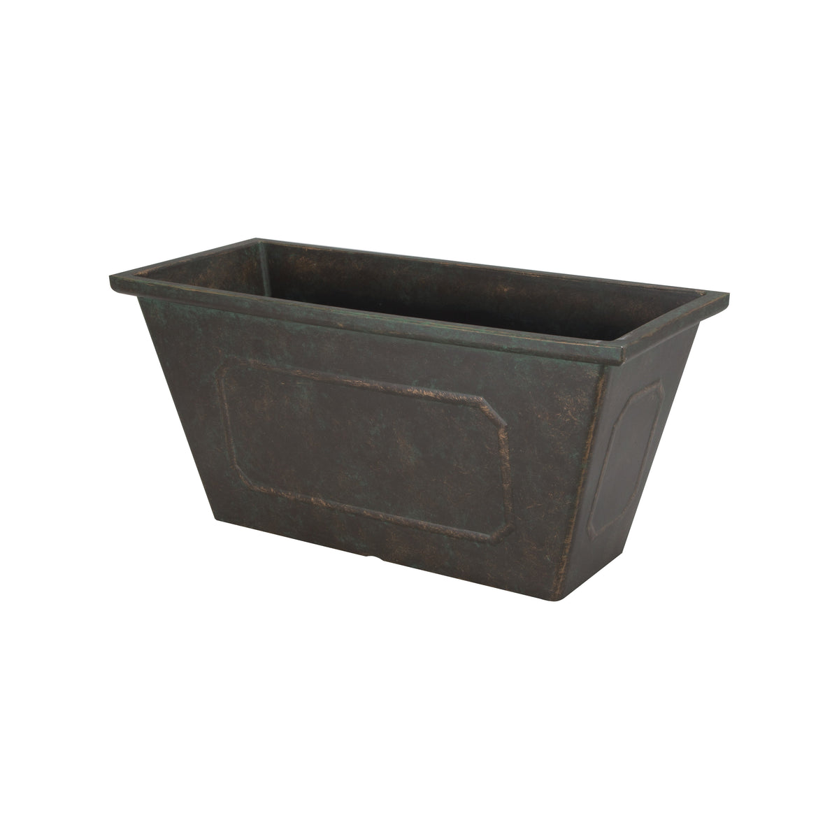 Landscapers Select PT-S049 Planter, 19 in W, 8 in D, Rectangle, Resin, Black, Metallic