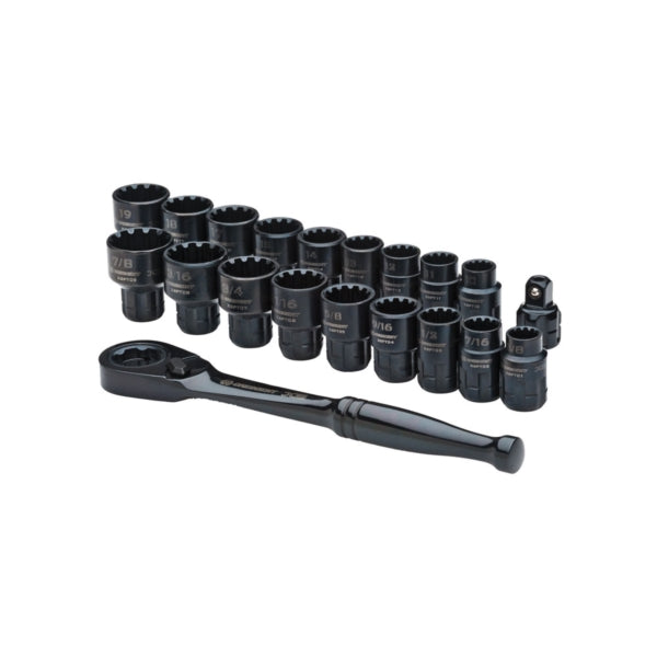 Crescent CX6PT20 Socket Set, Black, Specifications: 3/8 in Drive Size