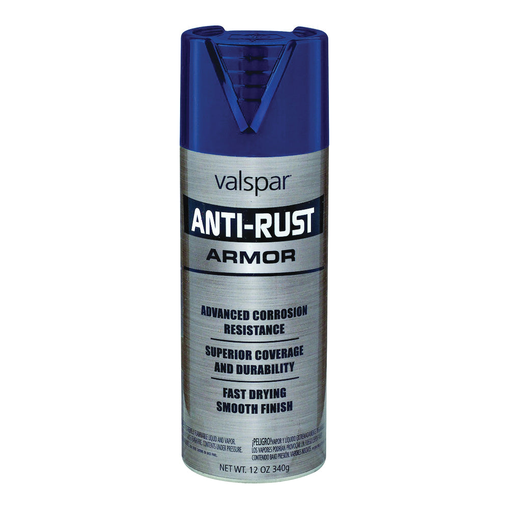 Valspar 044.0021928.076 Anti-Rust Enamel Spray Paint, Gloss, Dark Blue, 16 oz, Aerosol Can