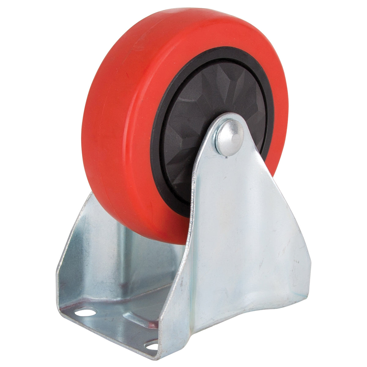 ProSource JC-381-G Rigid Caster, 4 in Dia Wheel, 30 mm W Wheel, PU Wheel, Red, 220 lb, Steel Housing Material