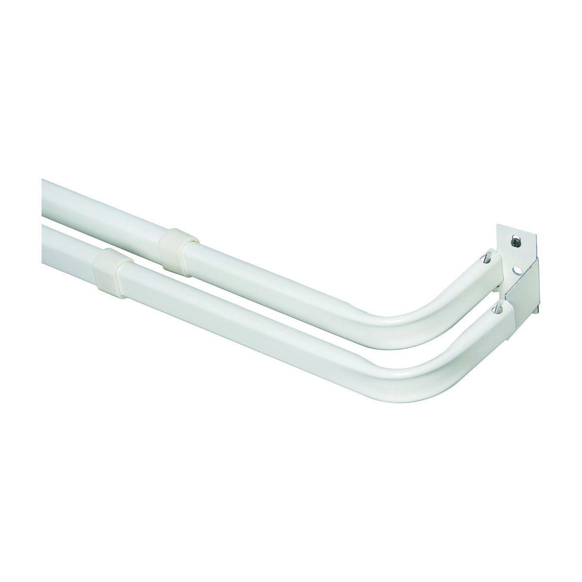 Kenney KN522 Curtain Rod, 2 in Dia, 48 to 86 in L, Steel, White