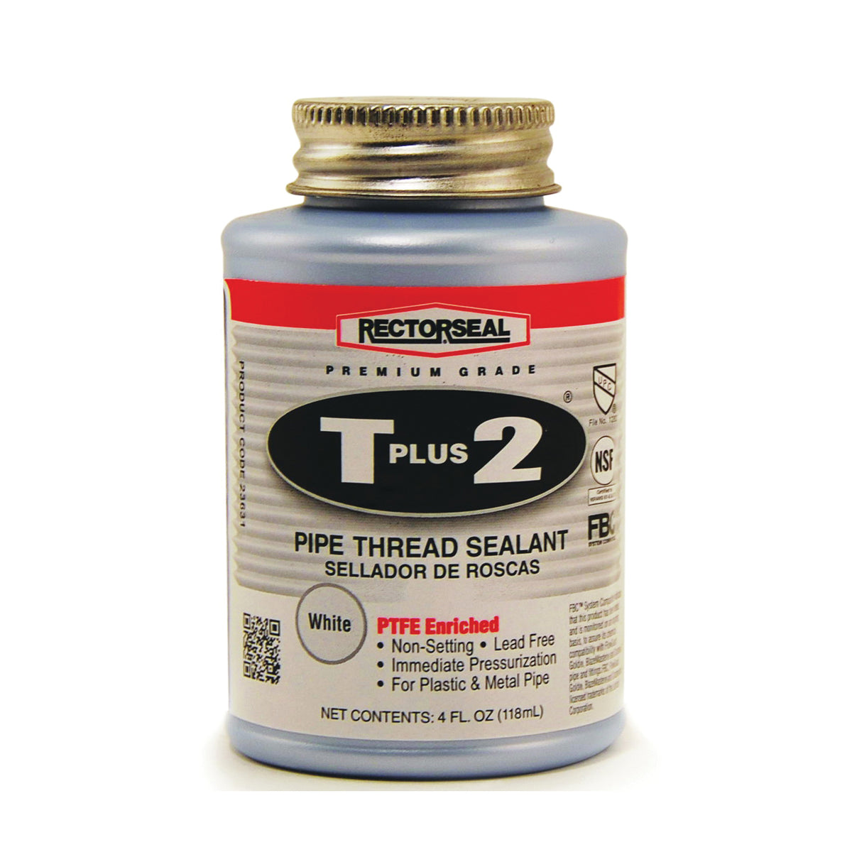 RECTORSEAL T Plus 2 Series 23631 Thread Sealant, 0.25 pt Can, Paste, White
