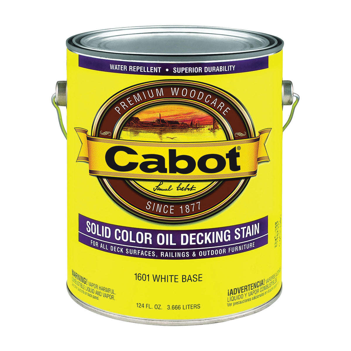 Cabot 140.0001601.007 Decking Stain, Opaque, White, Liquid, 1 gal