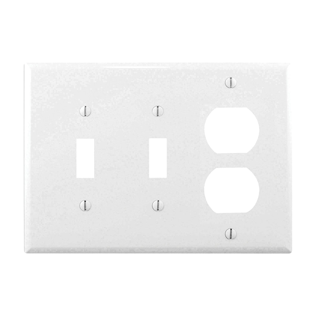 Eaton Wiring Devices PJ28W Combination Wallplate, 4-7/8 in L, 6-3/4 in W, 3 -Gang, Polycarbonate, White