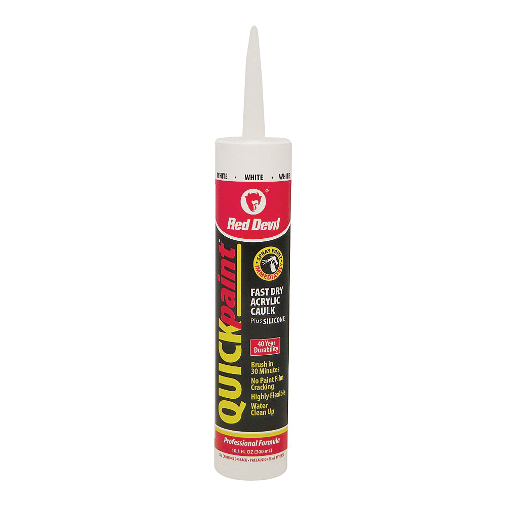 Red Devil Quick Point 0946 Fast Dry Acrylic Caulk, White, 40 to 90 deg F, 10.1 fl-oz Cartridge