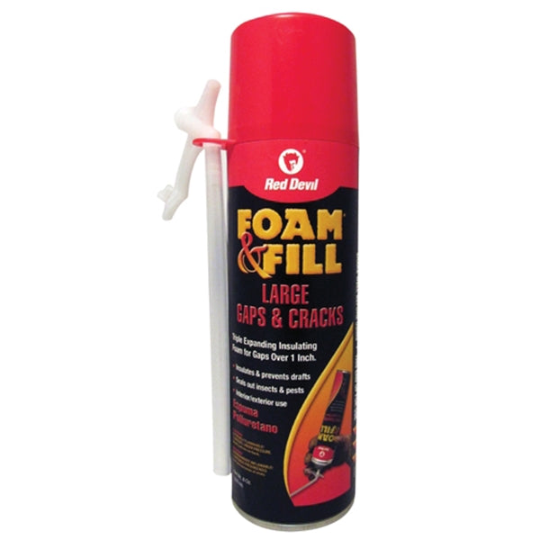 Red Devil Foam &amp; Fill 0908 Polyurethane Sealant, Champagne, 24 hr Functional Cure, 65 to 100 deg F, 8 fl-oz Aerosol Can
