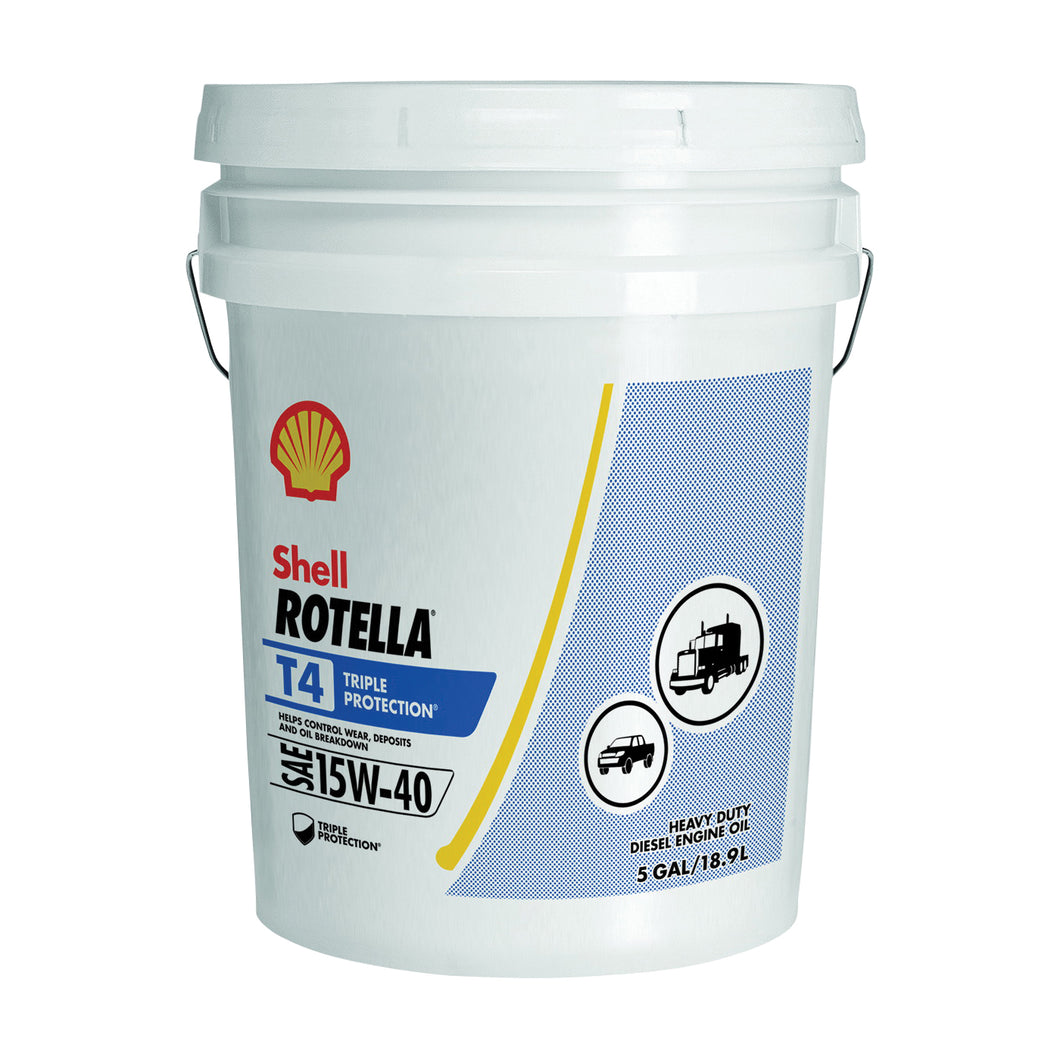 Shell Rotella T4 550045128 Engine Oil, 15W-40, 5 gal Pail