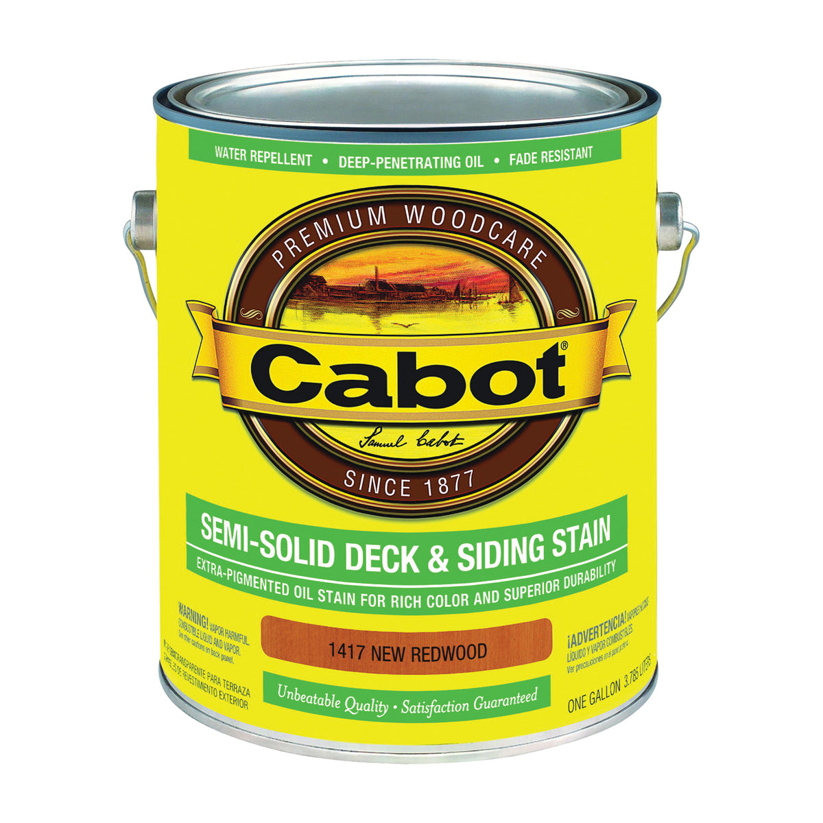Cabot 140.0001417.007 Deck and Siding Stain, Natural Flat, New Redwood, Liquid, 1 gal