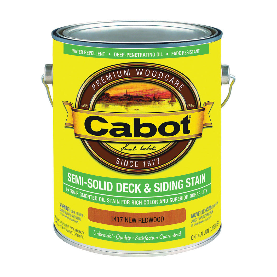 Cabot 140.0001417.007 Deck and Siding Stain, Natural Flat, New Redwood, Liquid, 1 gal