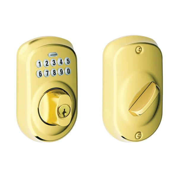 Schlage BE365 PLY 505 Deadbolt, 2 Grade, Keyed Alike, Keyed Different Key, Brass, 2-3/8 x 2-3/4 in Backset, C Keyway