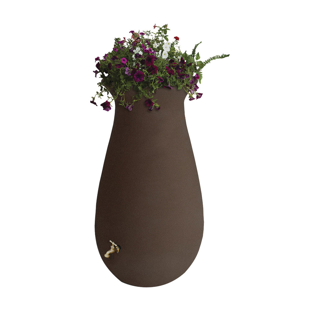 Algreen 81315 Rain Barrel, 65 gal Capacity, Plastic, Brownstone