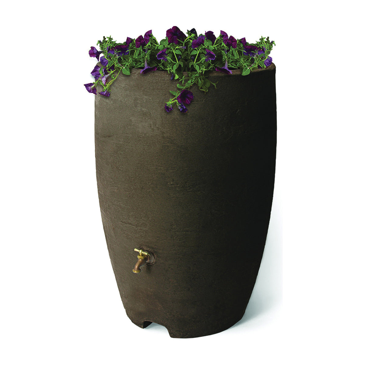 Algreen 86312 Rain Barrel, 50 gal Capacity, Plastic, Brownstone