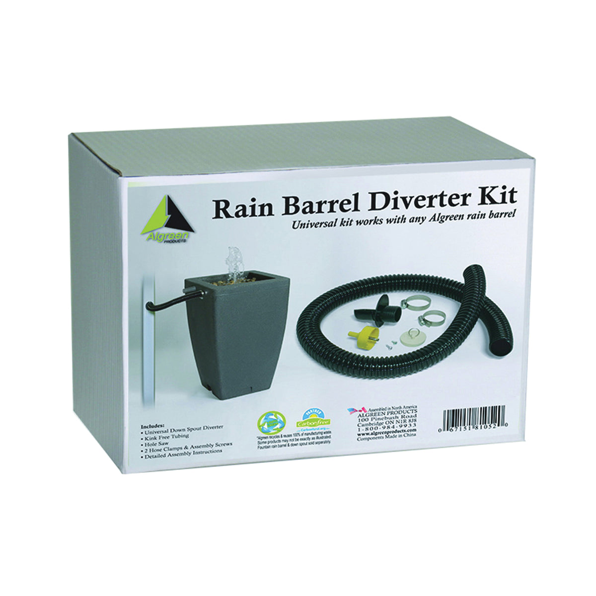 Algreen 81052 Rain Barrel Diverter Kit, Plastic