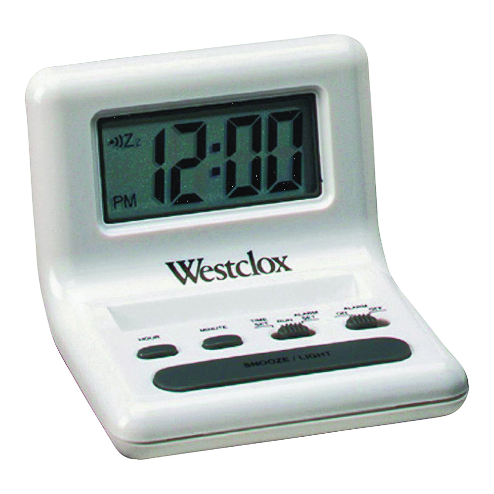 Westclox 47539A Alarm Clock, AAA Battery, LCD Display, White Case