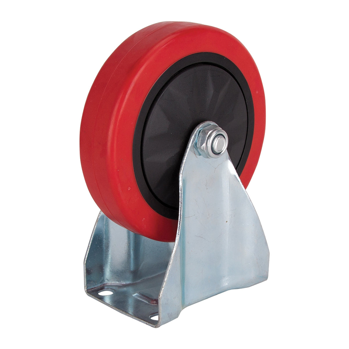 ProSource JC-382-G Rigid Caster, 5 in Dia Wheel, 30 mm W Wheel, PU Wheel, Red, 275 lb, Steel Housing Material