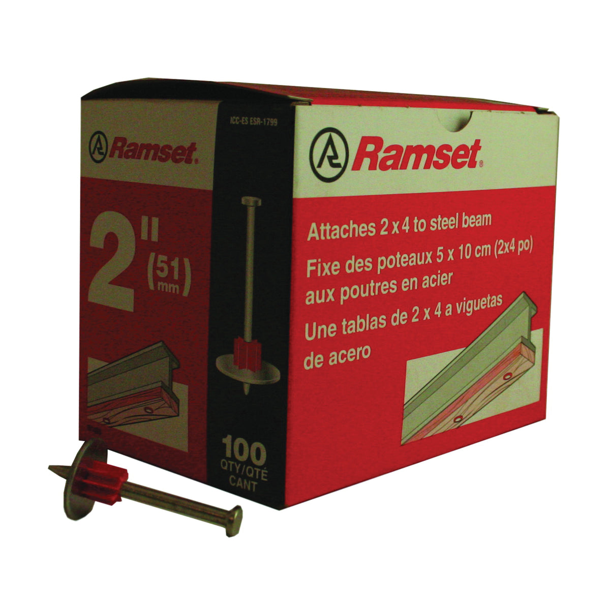Ramset 1514SD Washered Pin, 0.145 in Dia Shank, Steel, Zinc